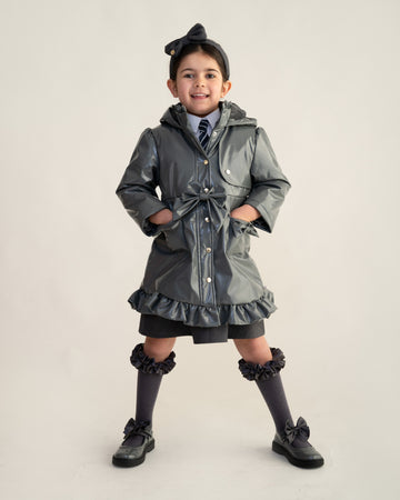 Grey Bow Rain Mac