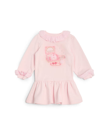 Pink Frill Collar Sweater Dress