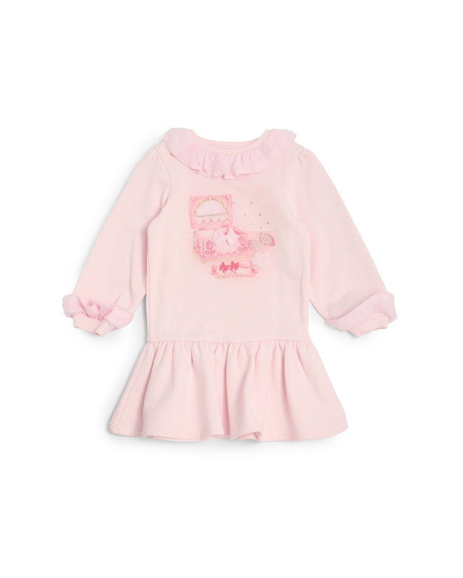 Pink Frill Collar Sweater Dress