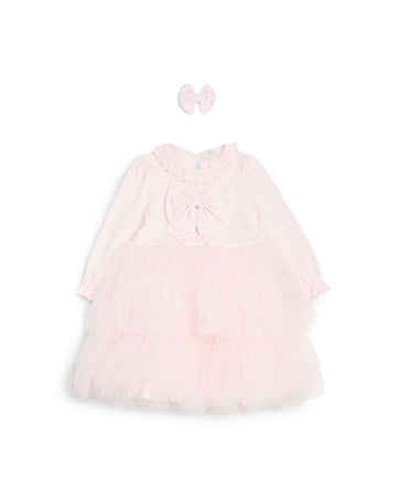 Pink Tulle Dress with Sparkle Bow