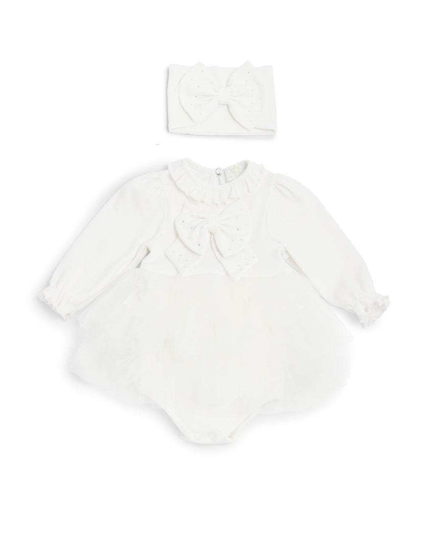 Ivory Tulle Dress with Sparkle Bow