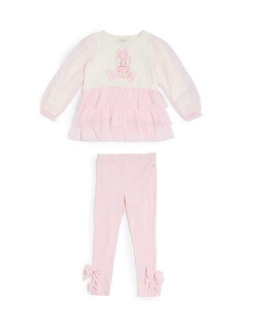 Pink Tulle Layered Legging Set