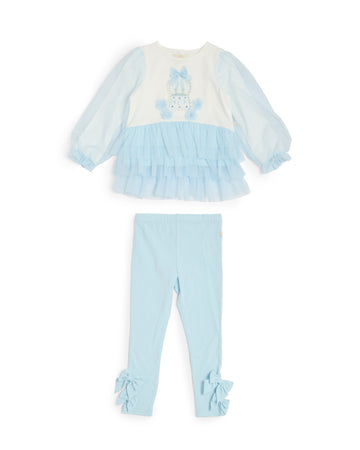 Sky Blue Tulle Layered Legging Set