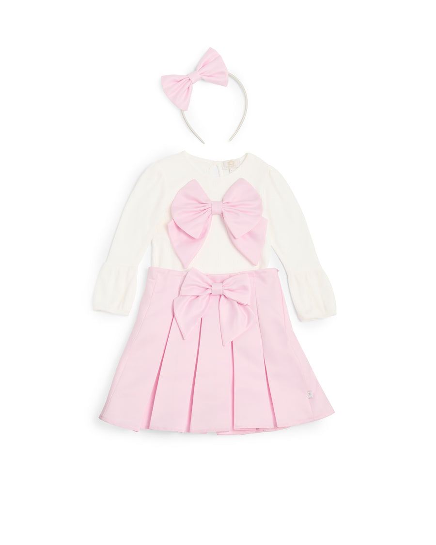 Pink Bow Skirt and Top Set