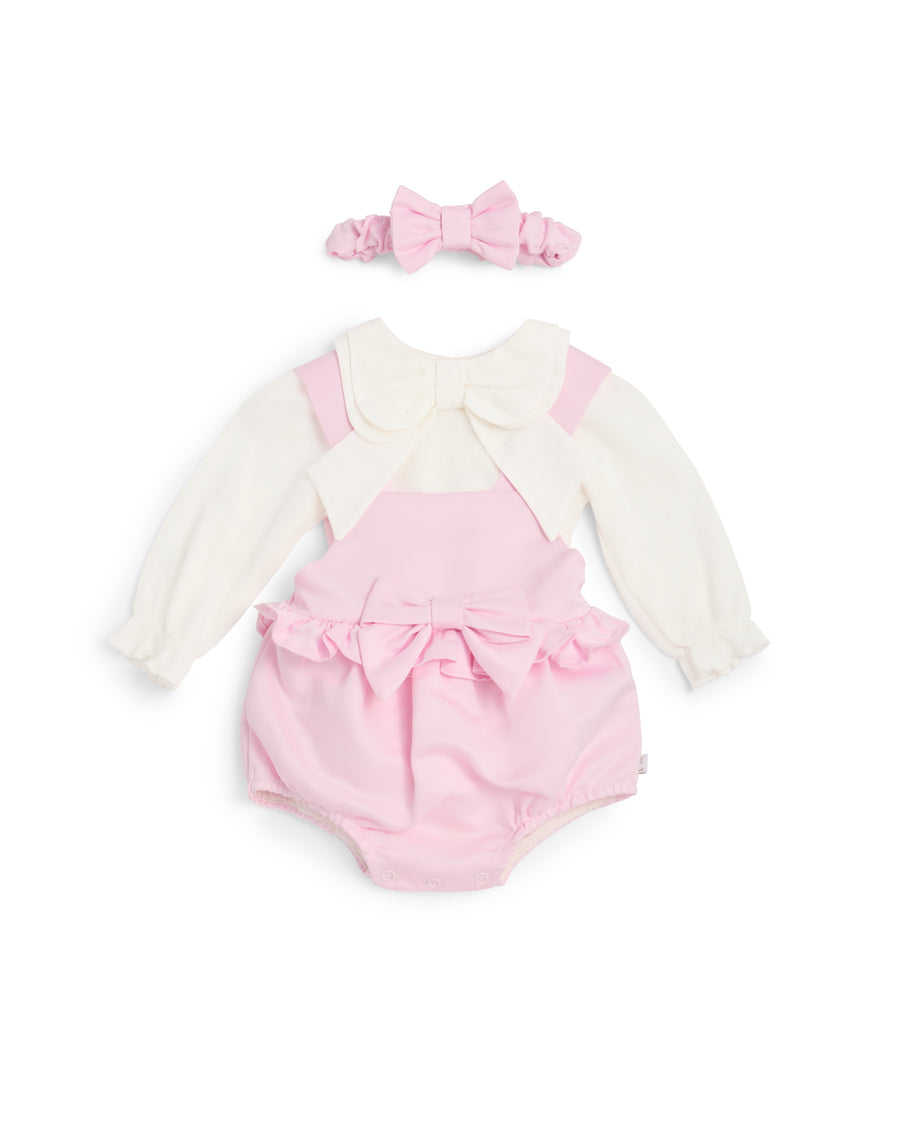 Pink Bib Short Baby Set with Frill & Bow