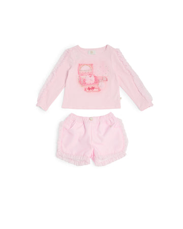 Pink Ruffle Short Set
