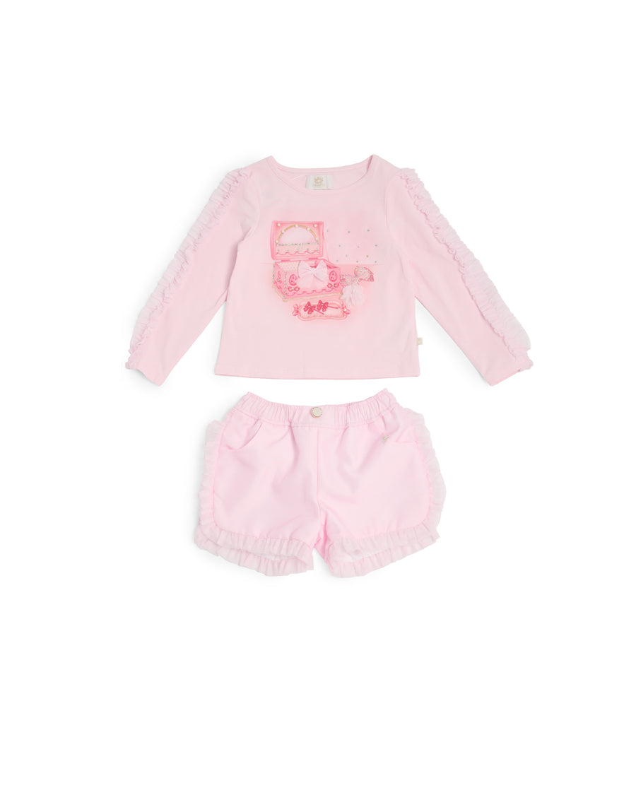 Pink Ruffle Short Set