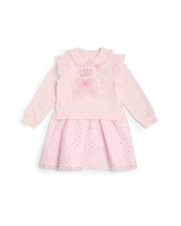 Pink Sparkle Wing & Crown Collar Dress