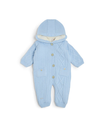 Sky Woolen Knit Baby Snowsuit
