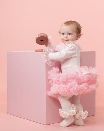 Pink Ruffled Tulle Skirt with Jam Pant